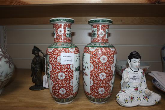 A pair of Chinese famille verte vases height 26cm